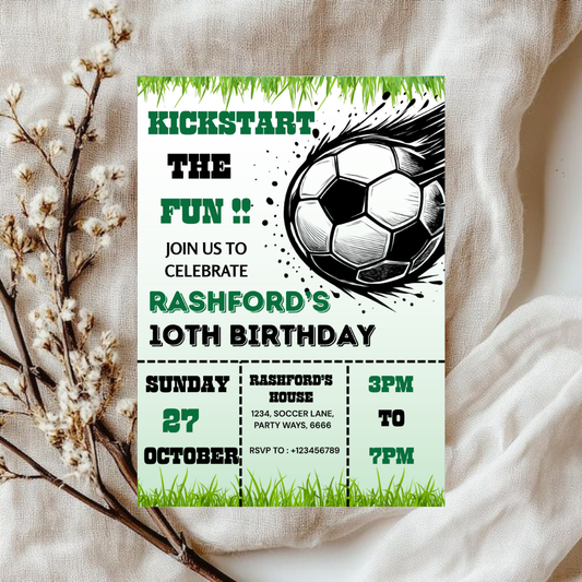 Soccer Birthday Invitation, Editable Age Soccer Jersey, Kid Soccer Bday Party Invite, Digital Template, Printable Card, Instant Download