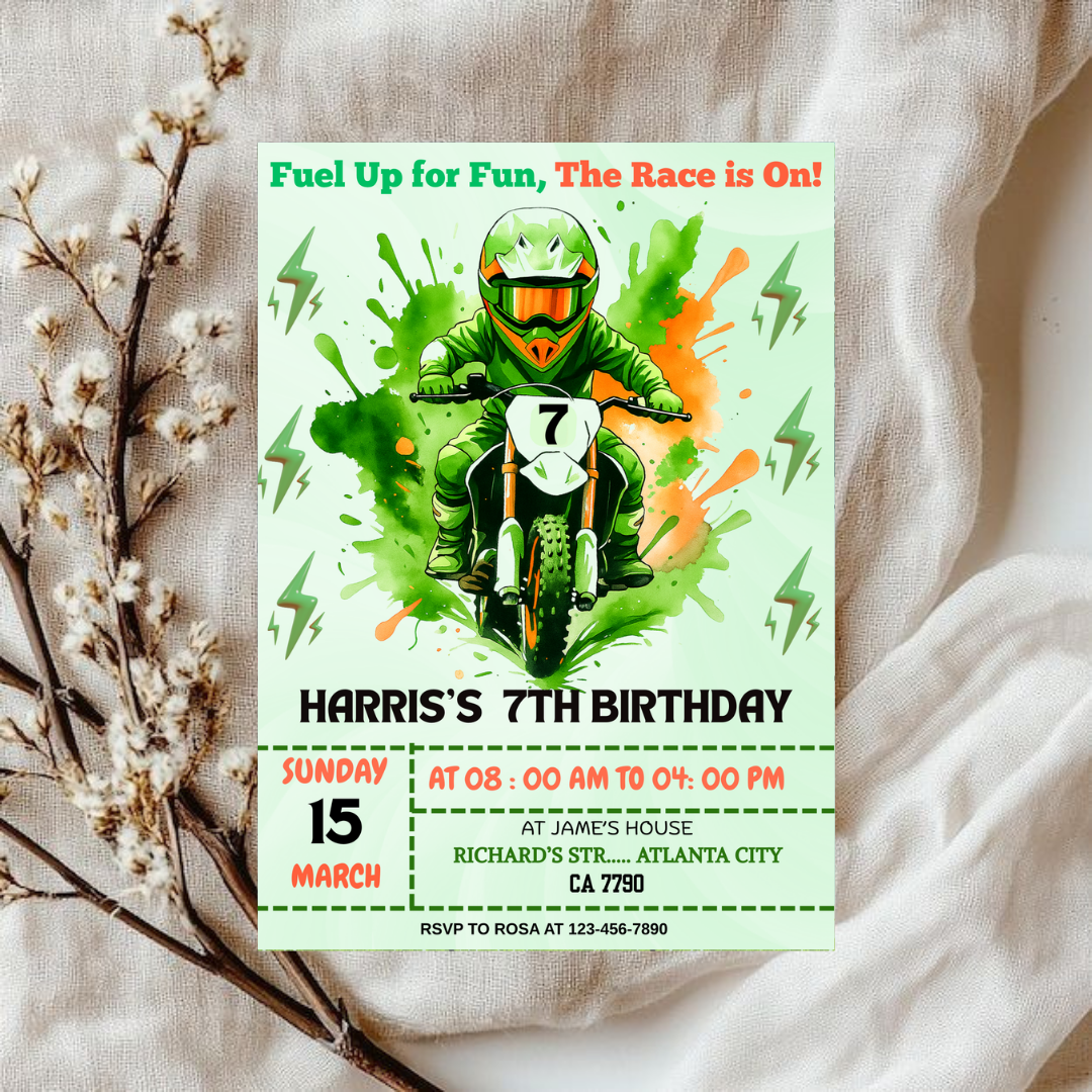 Boy Motocross Birthday Invitation Dirt Bike Birthday Invitation Motocross Invitation Dirt Bike Invitation Dirt Jump Birthday Invitation Canva