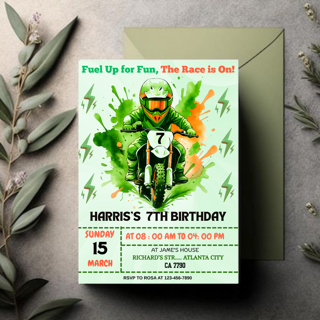 Boy Motocross Birthday Invitation Dirt Bike Birthday Invitation Motocross Invitation Dirt Bike Invitation Dirt Jump Birthday Invitation Canva
