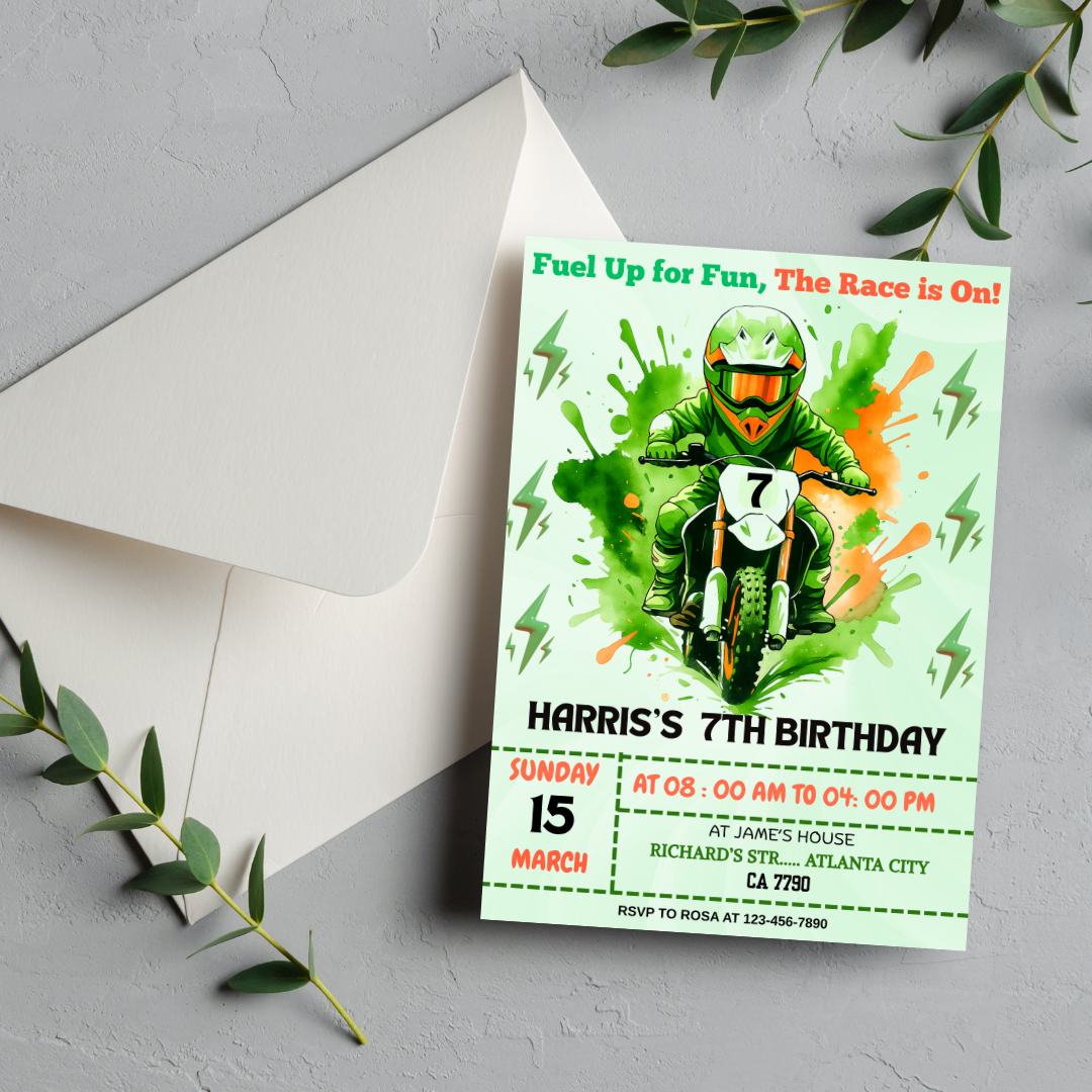 Boy Motocross Birthday Invitation Dirt Bike Birthday Invitation Motocross Invitation Dirt Bike Invitation Dirt Jump Birthday Invitation Canva