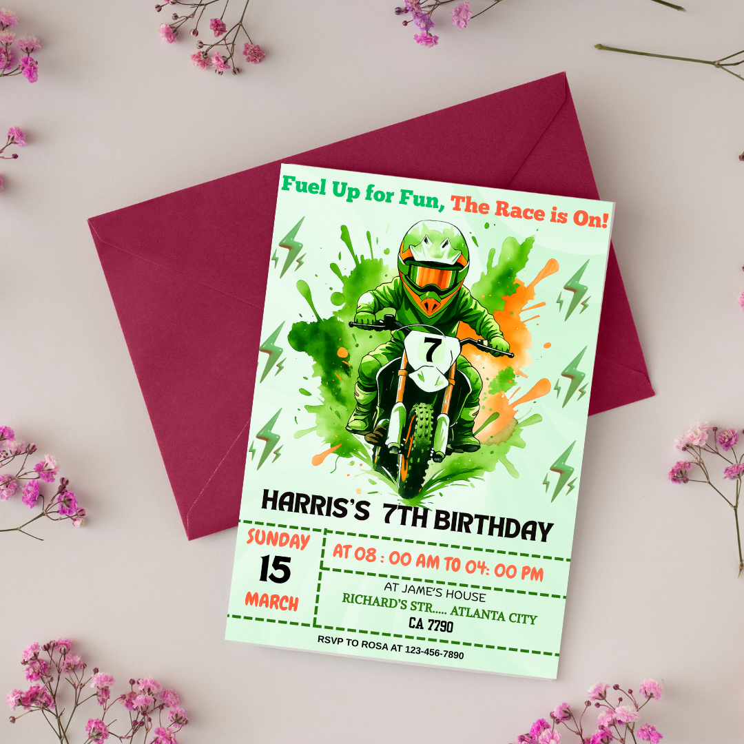 Boy Motocross Birthday Invitation Dirt Bike Birthday Invitation Motocross Invitation Dirt Bike Invitation Dirt Jump Birthday Invitation Canva