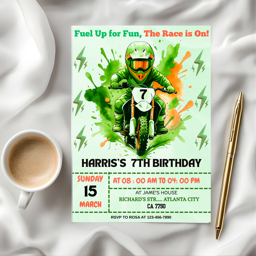 Boy Motocross Birthday Invitation Dirt Bike Birthday Invitation Motocross Invitation Dirt Bike Invitation Dirt Jump Birthday Invitation Canva