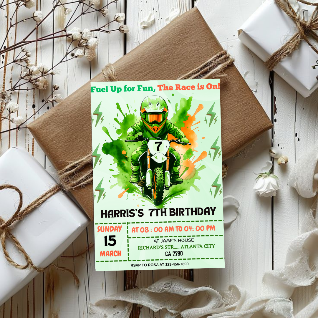 Boy Motocross Birthday Invitation Dirt Bike Birthday Invitation Motocross Invitation Dirt Bike Invitation Dirt Jump Birthday Invitation Canva